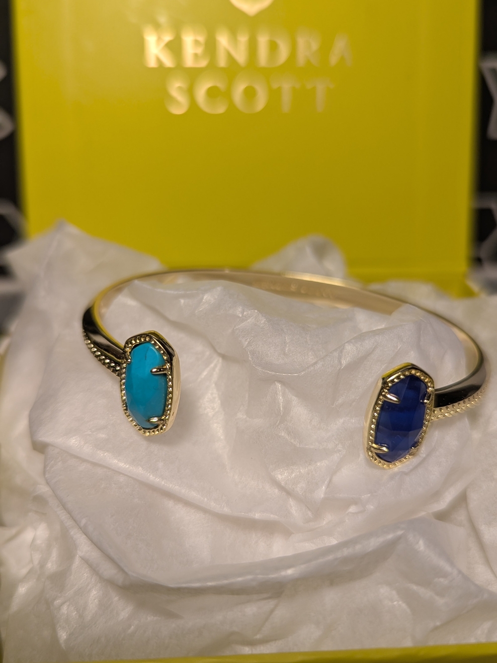 Kendra Scott Gold Elton Bracelet with Turquoise and Cobalt Stones